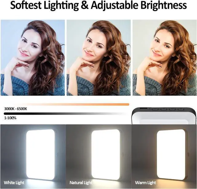 Alt view image 3 of 6 - Rechargeable Selfie Light & Phone Light Clip for iPhone - Phone LED Light with Adjustable Brightness, Perfect for Selfies, Makeup, TikTok, Live Streaming & Video Conferencing Black