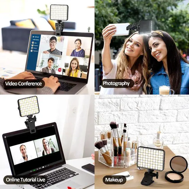 Alt view image 6 of 6 - Rechargeable Selfie Light & Phone Light Clip for iPhone - Phone LED Light with Adjustable Brightness, Perfect for Selfies, Makeup, TikTok, Live Streaming & Video Conferencing Black
