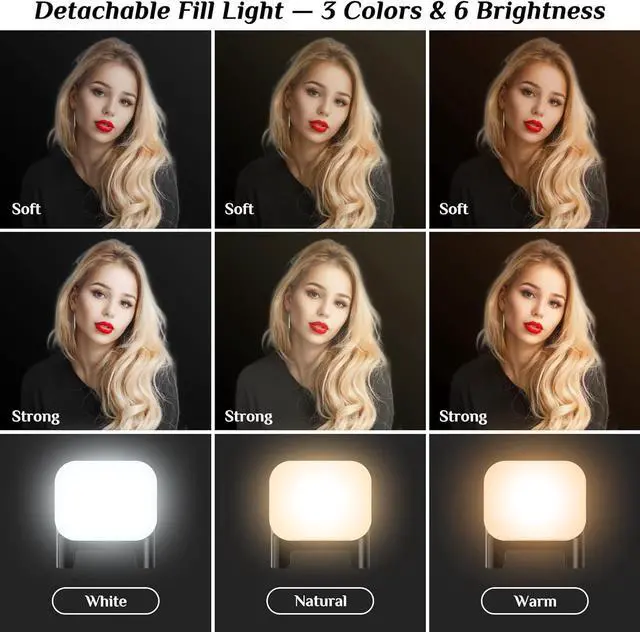 Alt view image 2 of 7 - Selfie Stick Tripod with Fill Light, All in One Extendable Selfie Stick with Detachable Wireless Remote, Flexible Phone Tripod Stand Compatible with iPhone/Galaxy, Compact Size & Lightweight