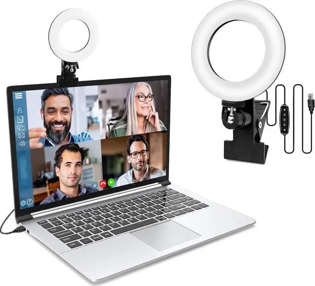 Alt view image 7 of 7 - Video Conference Lighting,Webcam Lighting,Ring Light for Monitor Clip On,Zoom Call Lighting, Remote Working, Distance Learning,Self Broadcasting and Live Streaming, Computer Laptop