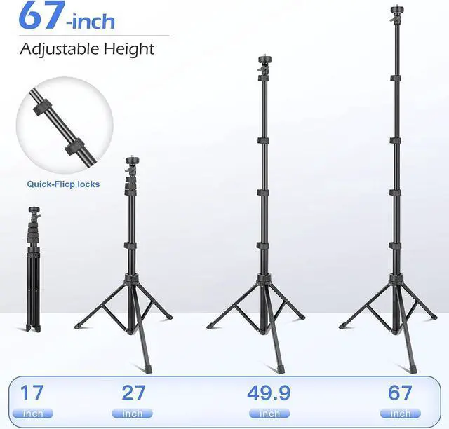 Alt view image 4 of 6 - Sensyne 67" Phone Tripod & Selfie Stick, Extendable Cell Phone Tripod Stand with Wireless Remote and Phone Holder, Compatible with iPhone Android Phone, Camera (Black)