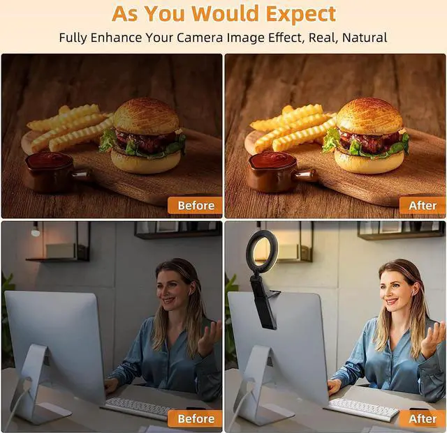 Alt view image 2 of 7 - Ring Light for Computer Laptop,Video Conference Lighting kit for Zoom Meetings,5" Small Led Selfie Light Portable Ring Light with Stand,Cell Phone Holder Desktop Ring Light for Skype Call