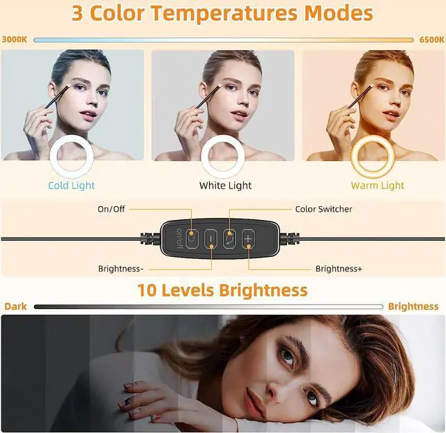 Alt view image 5 of 7 - Ring Light for Computer Laptop,Video Conference Lighting kit for Zoom Meetings,5" Small Led Selfie Light Portable Ring Light with Stand,Cell Phone Holder Desktop Ring Light for Skype Call