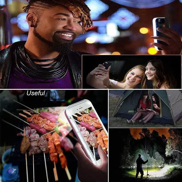 Alt view image 4 of 7 - LED Light up case for iPhone 14 pro max,LED Illuminated Selfie Light[Rechargeable],Great for a Bright Selfie Light Up Case Cover (for iPhone 14 pro max-Black)