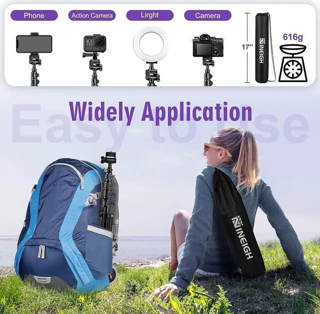 Alt view image 4 of 7 - 80" Phone Tripod, Selfie Stick Cellphone Tripod, Aluminum Tripod Stand for Video Photo Vlog, Travel Phone Tripods with Gooseneck Remote Phone Holder, Compatible with iPhone Android Smartphone