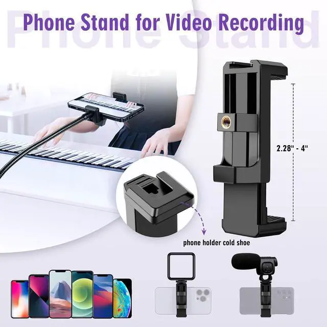 Alt view image 7 of 7 - 80" Phone Tripod, Selfie Stick Cellphone Tripod, Aluminum Tripod Stand for Video Photo Vlog, Travel Phone Tripods with Gooseneck Remote Phone Holder, Compatible with iPhone Android Smartphone