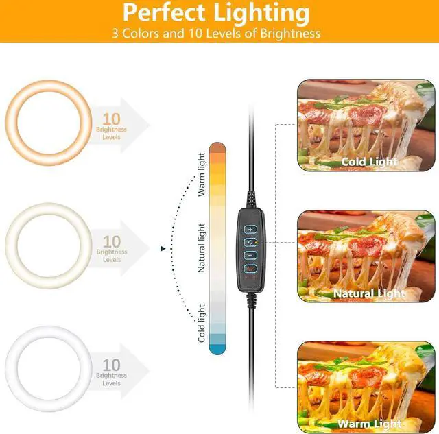 Alt view image 6 of 7 - Selfie Ring Light with Stand and Phone Holder,Overhead Phone Mount with 10.5" Ring Lights,Desk Circle Light with Tripod Adjustable Shooting Arm for Video Recording,YouTube,TikTok,Live Streaming