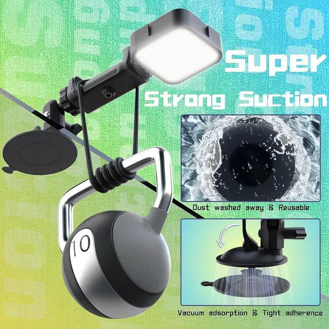 Alt view image 3 of 6 - Suction Cup Phone Mount with Rechargeable Light, Mirror Phone Holder with Light Shower Bathroom Kitchen, Mirror Tripod for TikTok YouTube Instagram Make Up Pics Video Content Creator