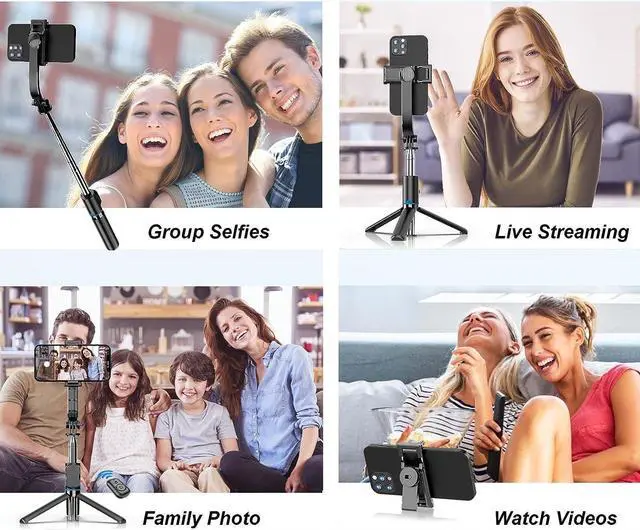 Alt view image 2 of 6 - Selfie Stick with Tripod Stand and Remote - 42" Extendable Selfie Stick for iPhone 15 14 13 12 Pro Max Android Galaxy S23 S22 Portable Selfie Phone Holder iPhone Stick for Video Recording