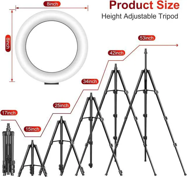 Alt view image 4 of 6 - Dual 8 Ring Light with Stand (Equals One 14 Ring Light) LED Light Ring for Vlog/Makeup/YouTube/Video Shooting Remote Shutter Compatible with iPhone & Android