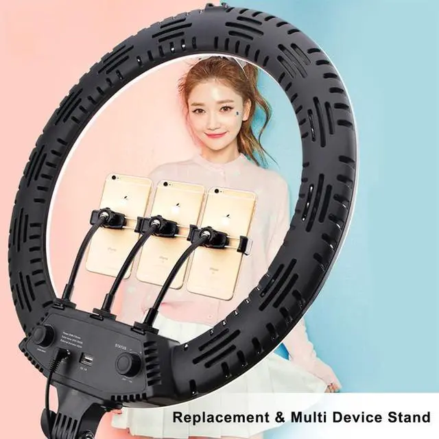 Alt view image 7 of 7 - Ring Light Phone Holder Universal Phone Holder for Ring Light with 1/4 and Hot Shoe Adapter, Flexible Phone Mount for Ring Light and Tripod Stand