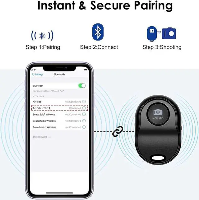 Alt view image 4 of 7 - Wireless Smartphone Camera Remote Control (3 Pack) for Photos & Videos, Bluetooth Remote Shutter for iPhone/Android/iPad/Tablets with Adjustable Wrist Strap,Selfie Clicker for Photos & Videos.