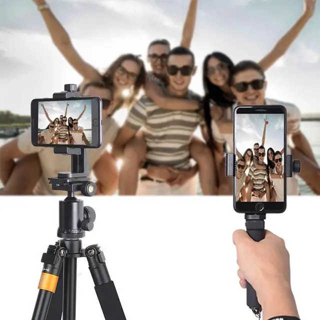 Alt view image 7 of 7 - Ergonomic Anti-Falling Cell Phone Vlogging Hand Grip Stabilizer Smartphone Holder Rig Mount Video Kit w/Safety Strap Portable Selfie Stick for iPhone Samsung (Landscape+Portrait)-Mic/Light Adapter