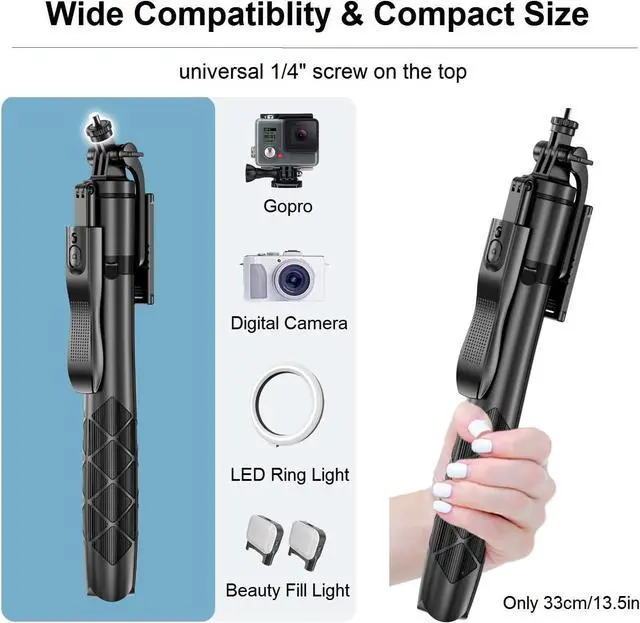 Alt view image 6 of 6 - Selfie Stick Phone Tripod with Remote - 60" Extendable Tripod Stand for iPhone Android Camera 360° Rotation Overhead Tripod Phone Holder iPhone Stabilizer for Video Recording Vlog Live Stream