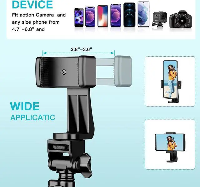 Alt view image 6 of 7 - 74" Flexible Phone Tripod, Tall Cell Phone Tripod with Adjustable Gooseneck & Remote, Portable Camera Cellphone Stand for Video Recording, Compatible with iPhone Android