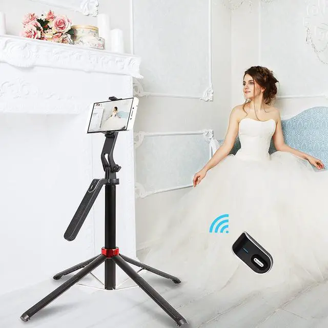Alt view image 2 of 7 - 71" Tall Selfie Stick Tripod with Remote, Upgrade Aluminum Alloy Quadripod, Extendable Anti-Shake Selfie Stick with Balance Handle 1/4 Screw, Compatible with iPhone/Android/GoPro/Insta360