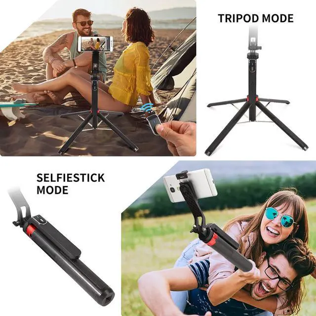 Alt view image 7 of 7 - 71" Tall Selfie Stick Tripod with Remote, Upgrade Aluminum Alloy Quadripod, Extendable Anti-Shake Selfie Stick with Balance Handle 1/4 Screw, Compatible with iPhone/Android/GoPro/Insta360