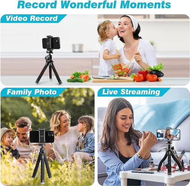 Alt view image 6 of 6 - Phone Tripod, Portable and Flexible Tripod with Wireless Remote and Clip, Cell Phone Tripod Stand for Video Recording(Black)