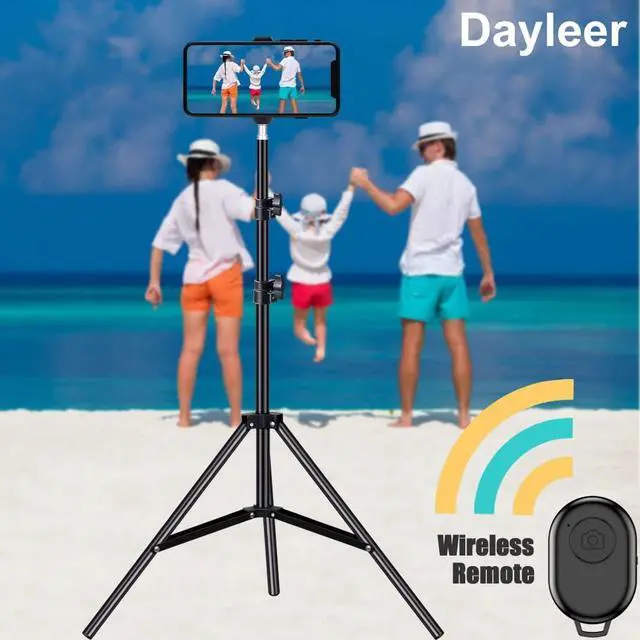 Alt view image 6 of 7 - Selfie Stick Tripod, 65" Extendable Tall Camera Cell Phone Tripod Stand with Remote for iPhone 15 14 13 12 11 Pro Max Samsung Galaxy S23 S22 S21