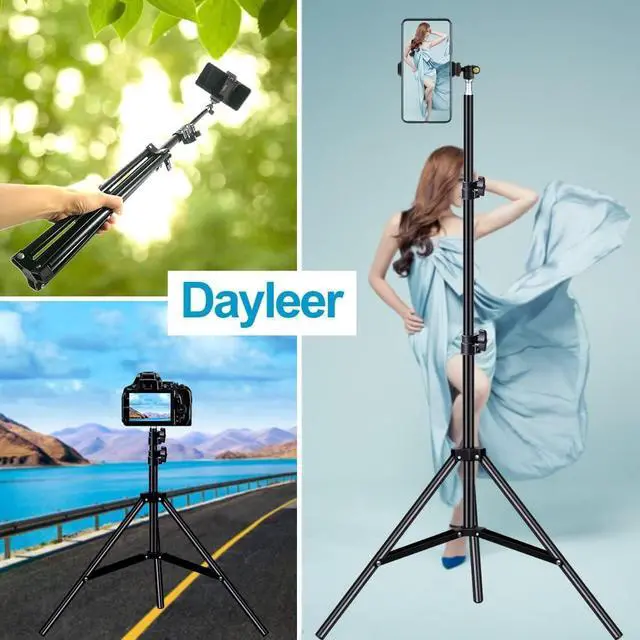 Alt view image 7 of 7 - Selfie Stick Tripod, 65" Extendable Tall Camera Cell Phone Tripod Stand with Remote for iPhone 15 14 13 12 11 Pro Max Samsung Galaxy S23 S22 S21