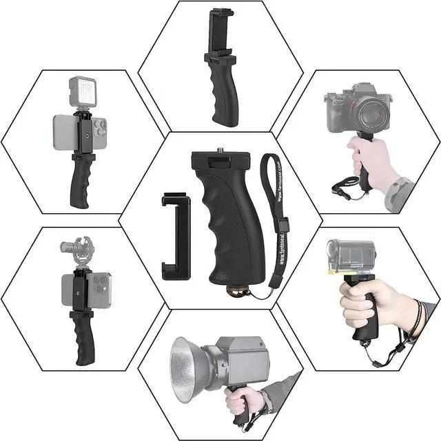 Alt view image 3 of 7 - Universal Ergonomic Anti-Falling Cell Phone Smartphone Hand Grip Stabilizer w/Safety Strap, Portable Selfie Stick Handheld Vlogging Holder Mount for 60-85mm Width iPhone Samsung Tracfone Android