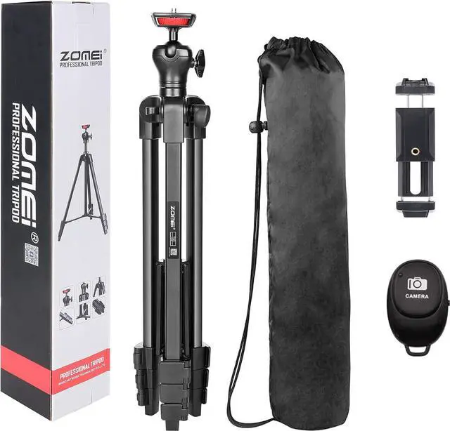 Alt view image 7 of 7 - Cell Phone Tripod, 54 Aluminum Travel Selfie Stick Phone Stand Tripod for iPhone and Android Cellphone & Camera with Shutter,Cellphone Tablet Holder,Upgrade Ball Head and Carrying Bag