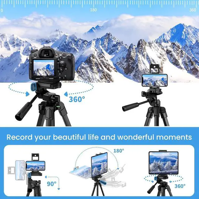 Alt view image 3 of 7 - 67" Phone Tripod, MACTREM Tripod Stand for iPad iPhone Tablet Camera with 2 in 1 Mount & Wireless Remote, Aluminum Extendable iPhone Tripod for Video Recording/Selfies/Live Stream/Vlogging