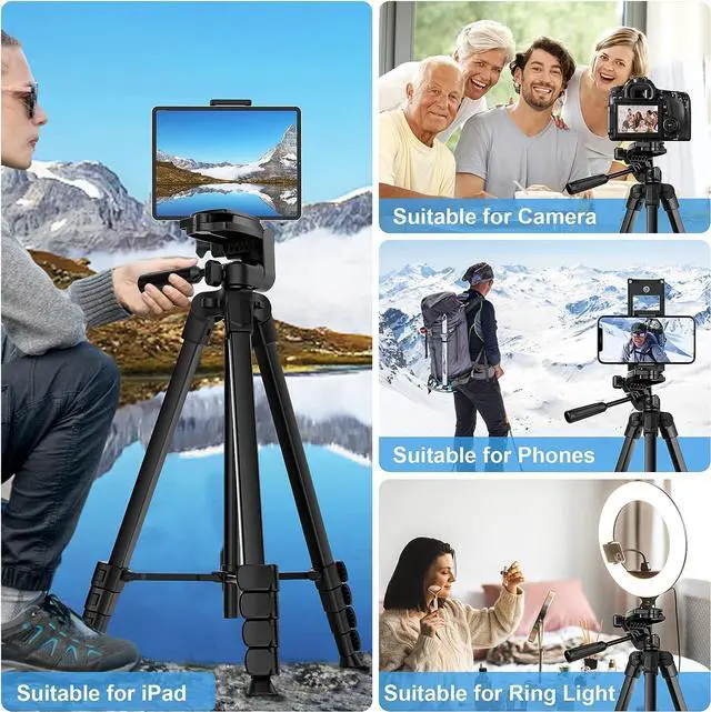 Alt view image 4 of 7 - 67" Phone Tripod, MACTREM Tripod Stand for iPad iPhone Tablet Camera with 2 in 1 Mount & Wireless Remote, Aluminum Extendable iPhone Tripod for Video Recording/Selfies/Live Stream/Vlogging