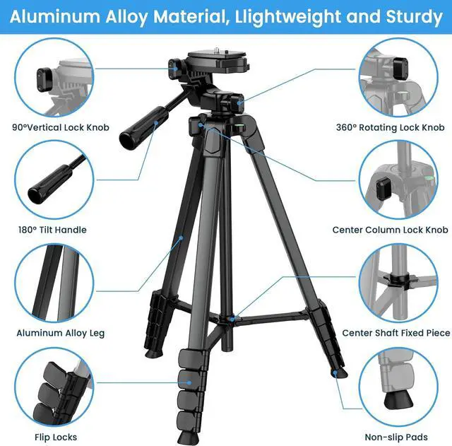 Alt view image 7 of 7 - 67" Phone Tripod, MACTREM Tripod Stand for iPad iPhone Tablet Camera with 2 in 1 Mount & Wireless Remote, Aluminum Extendable iPhone Tripod for Video Recording/Selfies/Live Stream/Vlogging