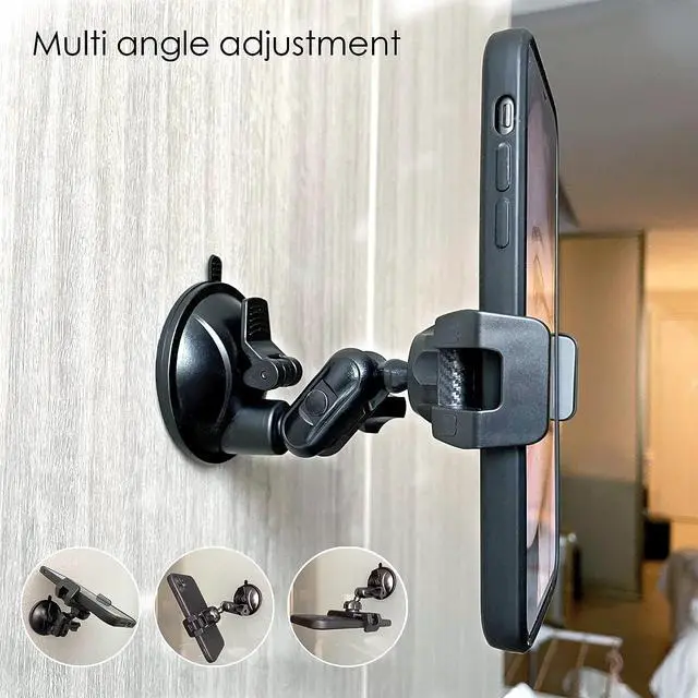 Alt view image 4 of 6 - Universal Mirror Shower Phone Holder, Multi-Directional Dual 360 Degree Rotating Suction Cup Phone Wall Mount stand, Tiktok Youtube Vlog Video Recording Kit, airplane travel essentials accessories