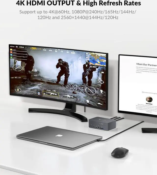 Alt view image 5 of 7 - AV Access KVM Switch 2 Computers 2 Monitors, USB C Docking Station for Laptop and Desktop Dual Monitor, USB 3.0 4K KVM Switch with HDMI and DisplayPort Type-C 60W Charging for Laptop, Ethernet, EDID