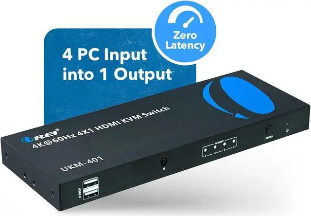 Alt view image 4 of 7 - OREI USB 2.0 4x1 HDMI KVM Switch 4K@60Hz with RS-232 Control | 4 Computers 1 Monitor | HDMI 2.0 & HDCP 2.2 (UKM-401)