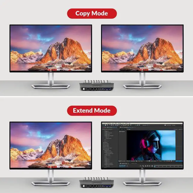 Alt view image 5 of 7 - AV Access KVM Switch 2 Computers 2 Monitors DisplayPort 8K@60Hz 4K@165hz/144hz, DP KVM Switch Dual Monitors with USB 3.0 Ports, Audio Out, IR Remote, with All Cables