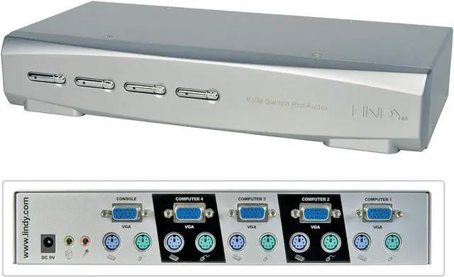 Main image of LINDY KVM Switch Pro Audio VGA, 4 Port Bundle (32921)