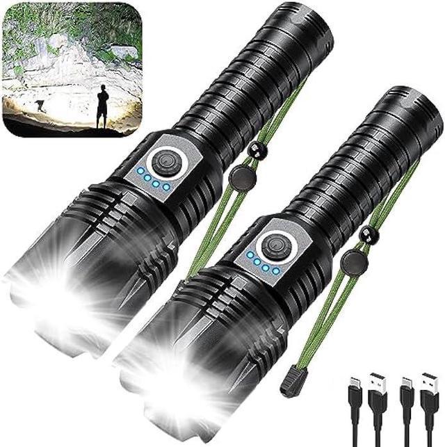 Flashlights Rechargeable, Super Bright 900000 Lumens Flashlights with USB  Cable, Brightest LED Flashlight for Emergencies, IPX6 Waterproof 7 Light