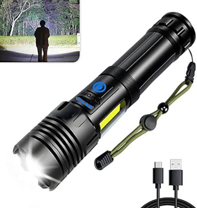 Rechargeable LED Flashlights High Lumens,120000 Lumens Super Bright  Zoomable Waterproof Flashlight with Batteries Included & 6 Modes,Powerful  Handheld