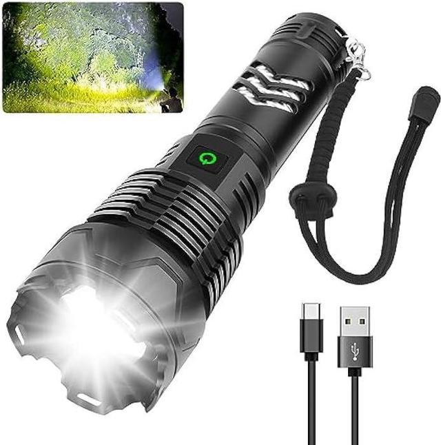 Super Bright T6 LED Flashlight High Lumens USB Rechargeable