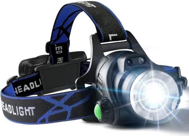 Rechargeable Headlamp,1500 Lumen High Bright Zoom LED Head Lamp,Large  Battery-Powered Waterproof Headband Lamp with Modes and Adjustable  Headband Perfect For Outdoor Camping,Running,Cycling,Climbing