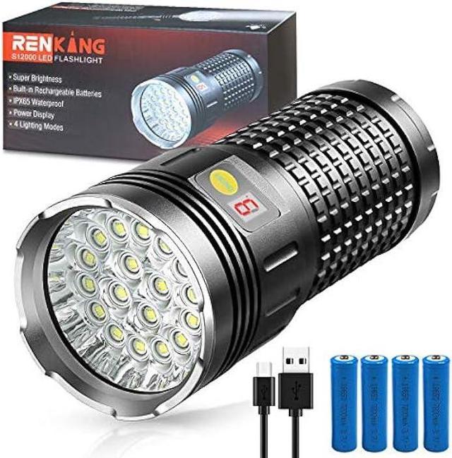 Rechargeable LED Flashlight High Lumen Battery Powered, Powerful