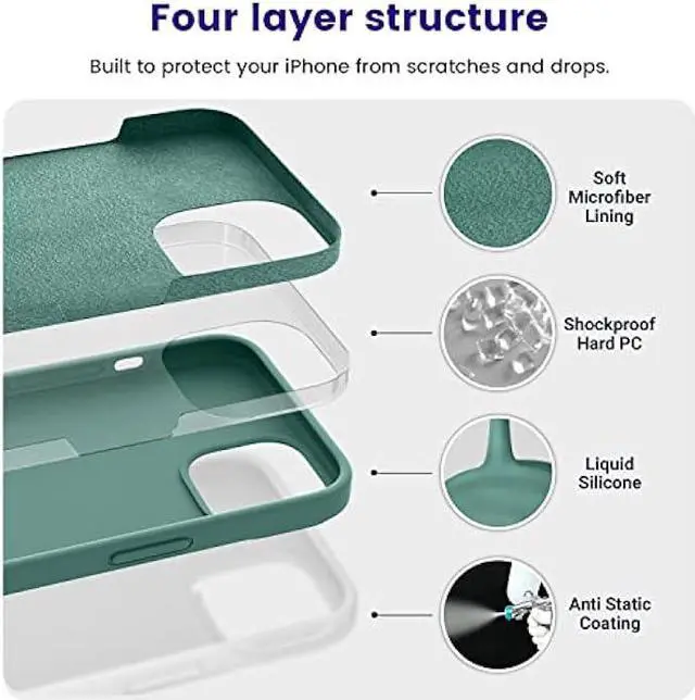 Alt view image 2 of 6 - OTOFLY Designed for iPhone 14 Case, Silicone Shockproof Slim Thin Phone Case for iPhone 14 6.1 inch (Pine Green)