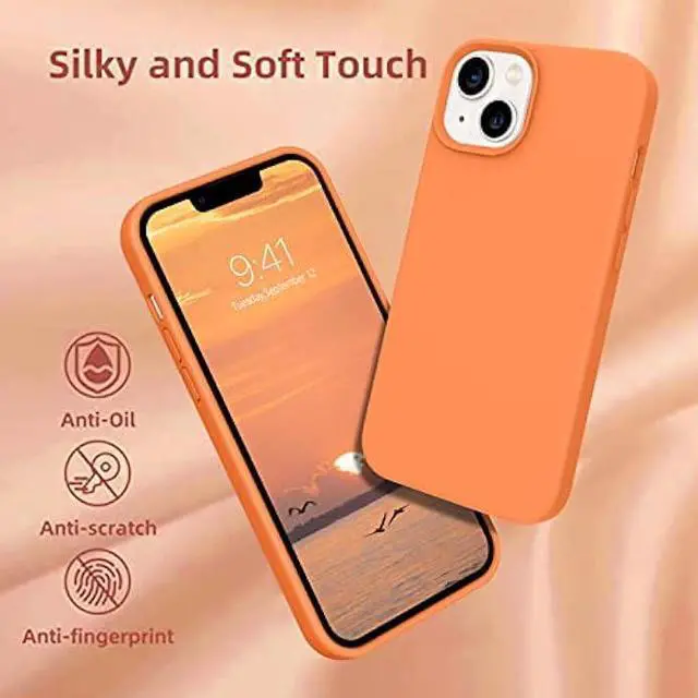 Alt view image 2 of 6 - VENINGO iPhone 13 Case, Phone Case for iPhone 13,Slim Fit Liquid Silicone Soft Gel Rubber Lightweight Microfiber Lining Shockproof Anti-Scratch Protective Phone Cover for iPhone 13 6.1'',Sunset Orange