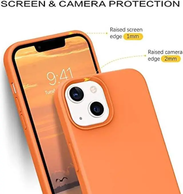 Alt view image 3 of 6 - VENINGO iPhone 13 Case, Phone Case for iPhone 13,Slim Fit Liquid Silicone Soft Gel Rubber Lightweight Microfiber Lining Shockproof Anti-Scratch Protective Phone Cover for iPhone 13 6.1'',Sunset Orange