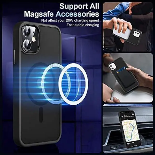 Alt view image 2 of 6 - MOCCA Strong Magnetic for iPhone 12 Case/iPhone 12 Pro Case, [Compatible with Magsafe][Mil-Grade Drop Protection] Slim Shockproof Translucent Protective Phone Case for iPhone 12/12 Pro, Black