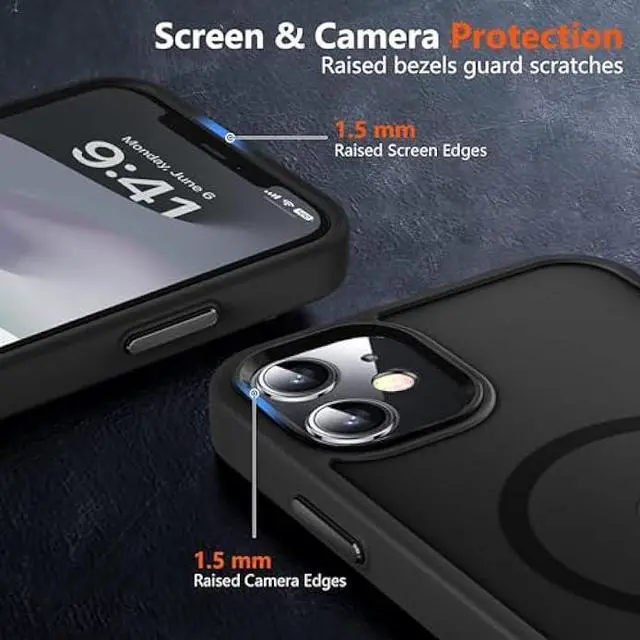 Alt view image 5 of 6 - MOCCA Strong Magnetic for iPhone 12 Case/iPhone 12 Pro Case, [Compatible with Magsafe][Mil-Grade Drop Protection] Slim Shockproof Translucent Protective Phone Case for iPhone 12/12 Pro, Black