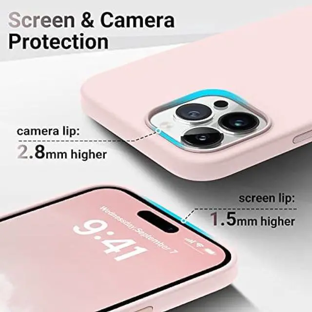 Alt view image 3 of 6 - AOTESIER Shockproof Series iPhone 14 Pro Max Case, Silicone Ultra Slim Thin Cover, Full-Body Protective Phone Case for iPhone 14 Pro Max, 6.7 inch, Chalk Pink