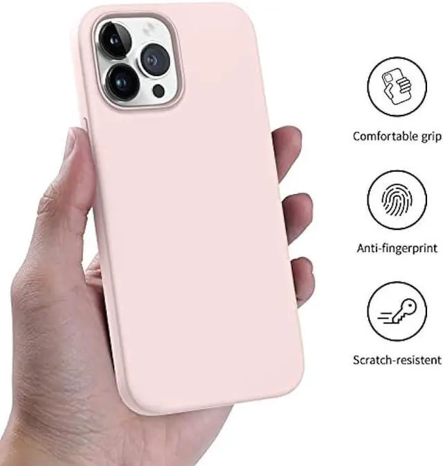 Alt view image 6 of 6 - AOTESIER Shockproof Series iPhone 14 Pro Max Case, Silicone Ultra Slim Thin Cover, Full-Body Protective Phone Case for iPhone 14 Pro Max, 6.7 inch, Chalk Pink