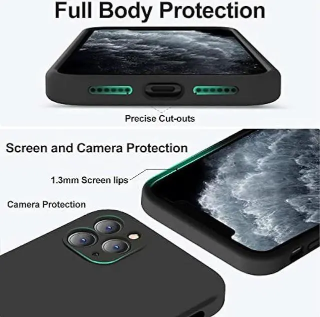 Alt view image 4 of 6 - Vooii Compatible with iPhone 11 Pro Case, Upgraded Liquid Silicone with [Square Edges] [Camera Protection] [Soft Anti-Scratch Microfiber Lining] Phone Case for iPhone 11 Pro 5.8 inch - Black