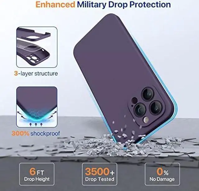 Alt view image 4 of 6 - Miracase Designed for iPhone 14 Pro Max Phone Case with Screen Protector,[Upgraded Enhanced Camera Protection],Shockproof Liquid Silicone Case with Microfiber Lining,6.7 inch(Dark Purple)