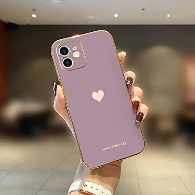 Alt view image 2 of 6 - Teageo Compatible with iPhone 11 Case for Women Girl Cute Love-Heart Luxury Bling Plating Soft Back Cover Raised Full Camera Protection Bumper Silicone Shockproof Phone Case for iPhone 11, Lavender