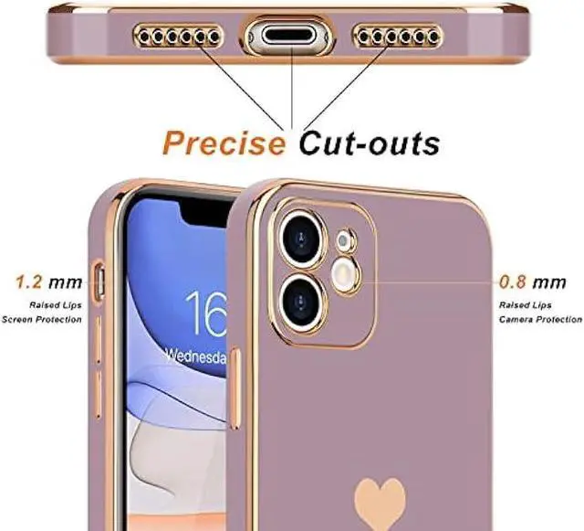 Alt view image 3 of 6 - Teageo Compatible with iPhone 11 Case for Women Girl Cute Love-Heart Luxury Bling Plating Soft Back Cover Raised Full Camera Protection Bumper Silicone Shockproof Phone Case for iPhone 11, Lavender